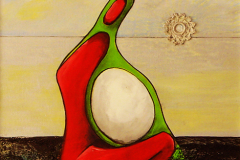 ÖZGÜRLÜĞE GEBE/ Tuval Üzerine Akrilik + Dantel , 40x30 cm, 2008