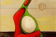 ÖZGÜRLÜĞE GEBE/ Tuval Üzerine Akrilik + Dantel , 40x30 cm, 2008