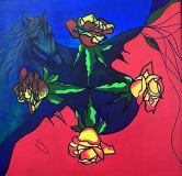 KADIN VE AT / Tuval Üzeri Akrilik, 50x50cm, 2005