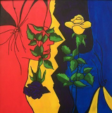 KADIN VE GÜL/ Tuval Üzeri Akrilik, 50x50cm, 2005