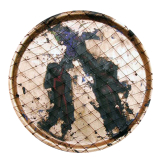 TEPSİDE SANAT / Tepsi Üzeri Akrilik + Yağlıboya+ Altın Varak + Dantel, Çap 60cm, 2009