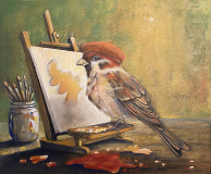 SANATÇI KUŞ / Tuval Üzerine Akrilik, 50x60cm, 2024