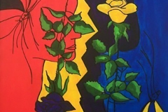 KADIN VE GÜL/ Tuval Üzeri Akrilik, 50x50cm, 2005