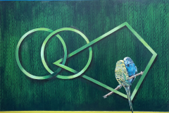 ZENcir / YEŞİL / Muhabbet Kuşları / Tuval Üzeri Akrilik, 50x70cm, 2022