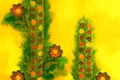 DANTEL SARMAŞIKLAR/ Tuval Üzerine Yağlıboya + Dantel, 40x30cm, 2005