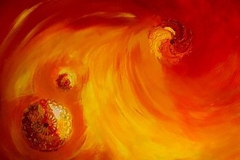 DÜNYA GÜNEŞ AY / Tuval Üzerine Yağlıboya + Dantel, 40x30cm, 2005