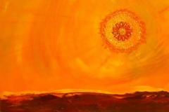 DANTEL GÜNEŞ/ Tuval Üzerine Yağlıboya + Dantel, 30x40cm, 2005