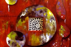 DÜNYA GÖZÜYLE /  Tuval Üzerine Akrilik+ Dantel, 50x50cm  2006